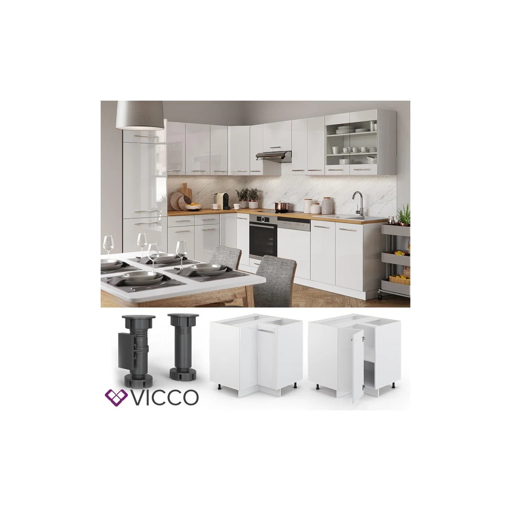 Vicco Eckunterschrank Fame-Line Weiß Hochglanz