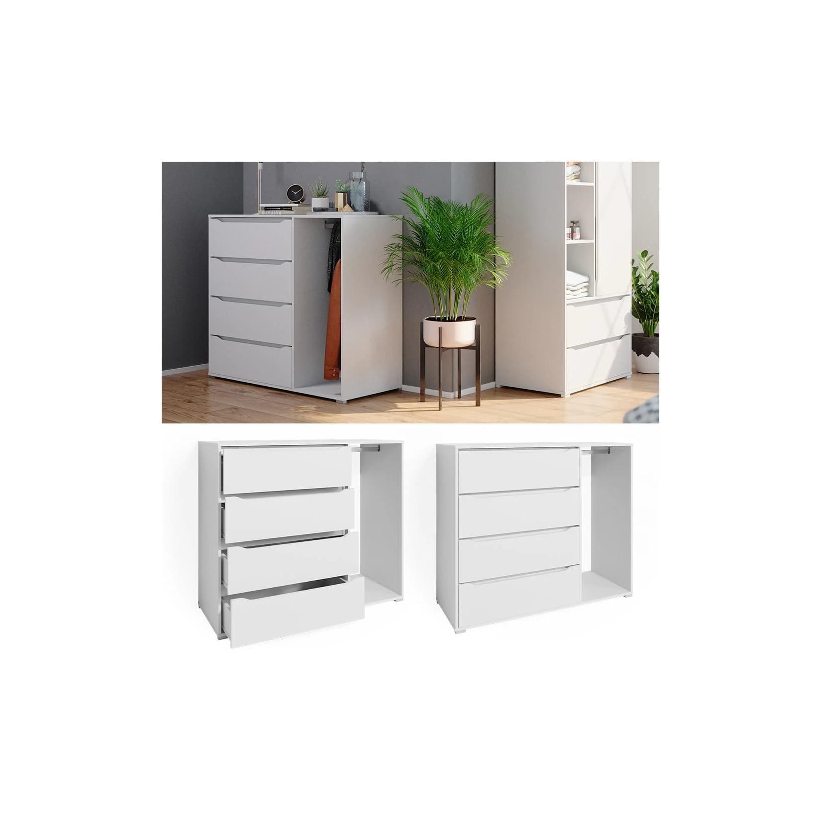Vicco Kommode Ruben Highboard mit Kleiderstange 4 Schubladen Modern