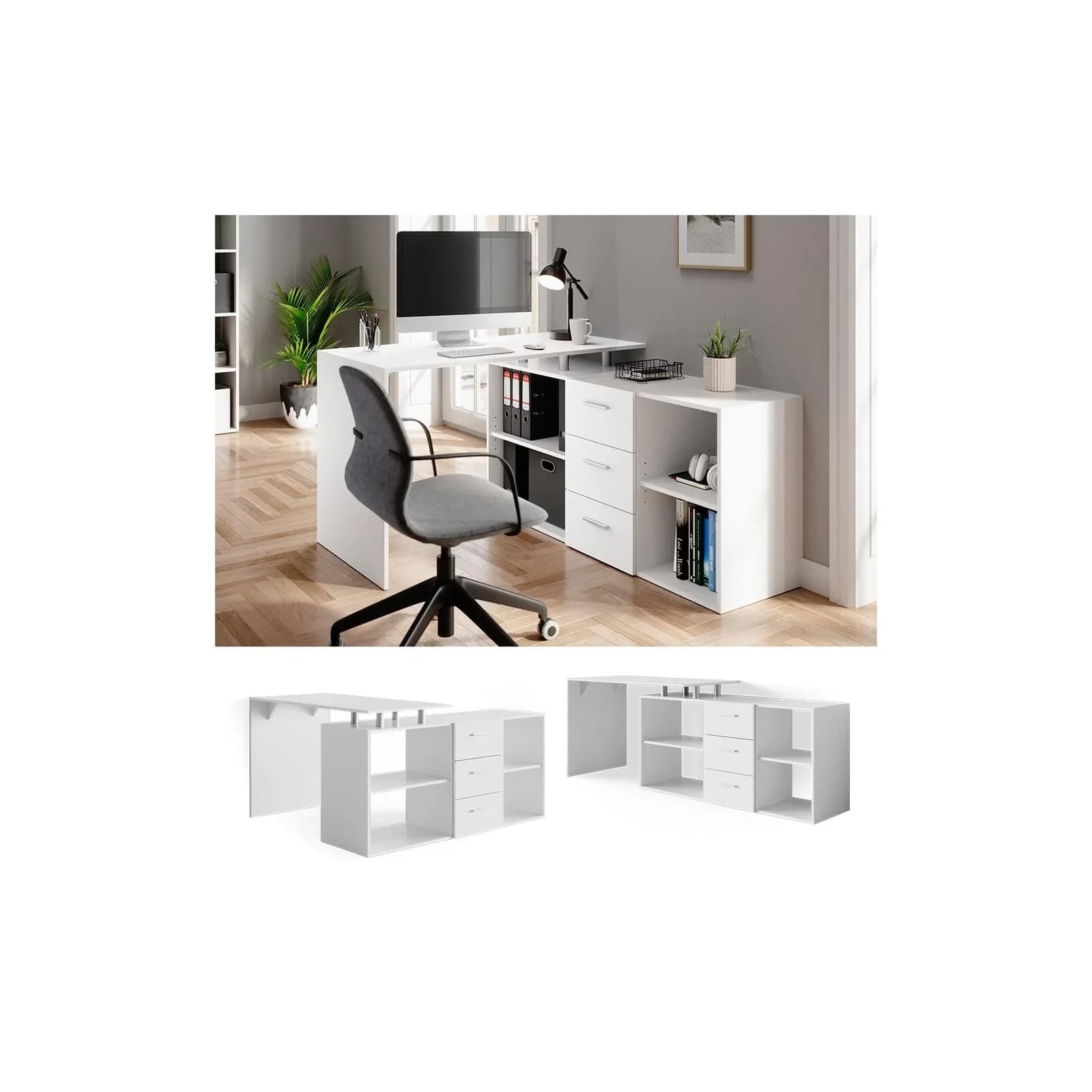 Vicco Eckschreibtisch Dante Winkelschreibtisch PC-Tisch Modern