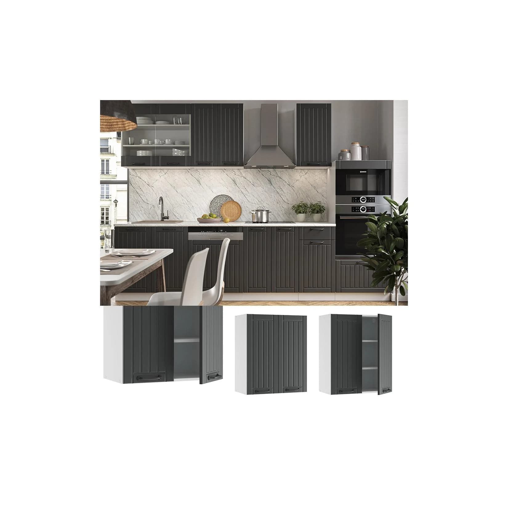 Vicco Hängeschrank 60 cm Fame Line Landhaus Anthrazit Küchenschrank
