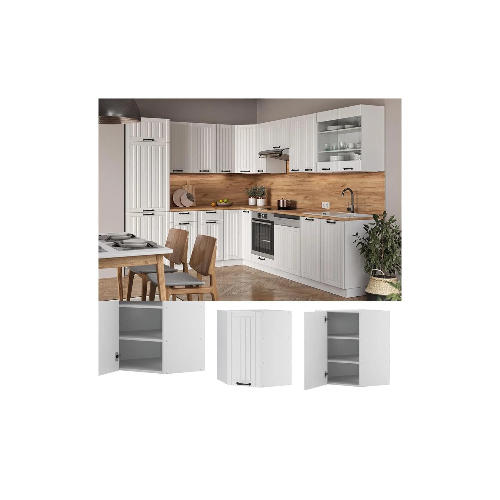 Vicco Eckhängeschrank 57 cm Weiß Fame-Line Küchenschrank Landhaus