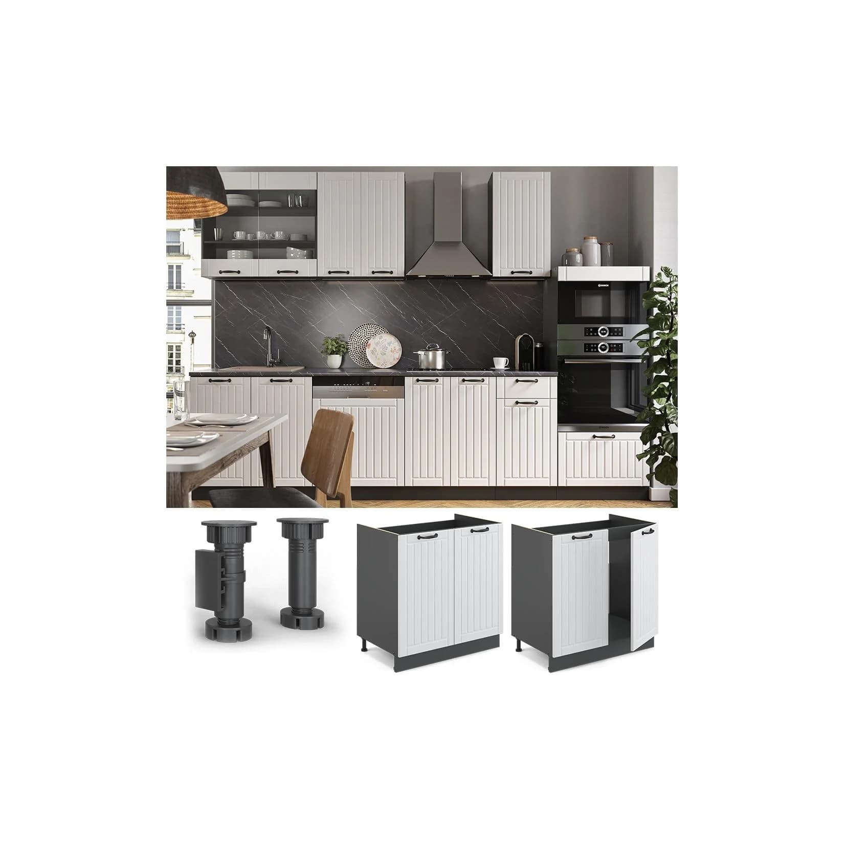 Vicco Spülenunterschrank 80 cm FAME Line Weiß Anthrazit Landhausstil
