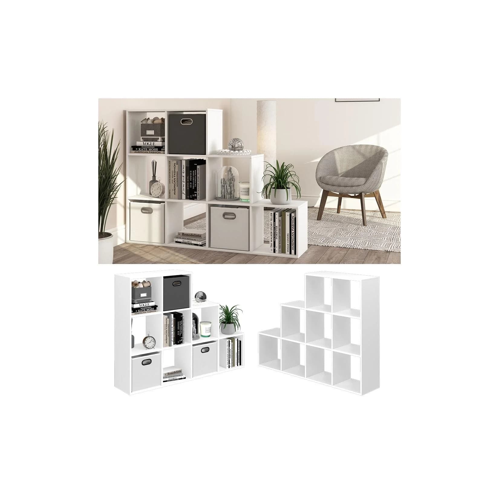 Vicco Treppenregal Raumteiler Bücherregal 9 Fächer Weiß