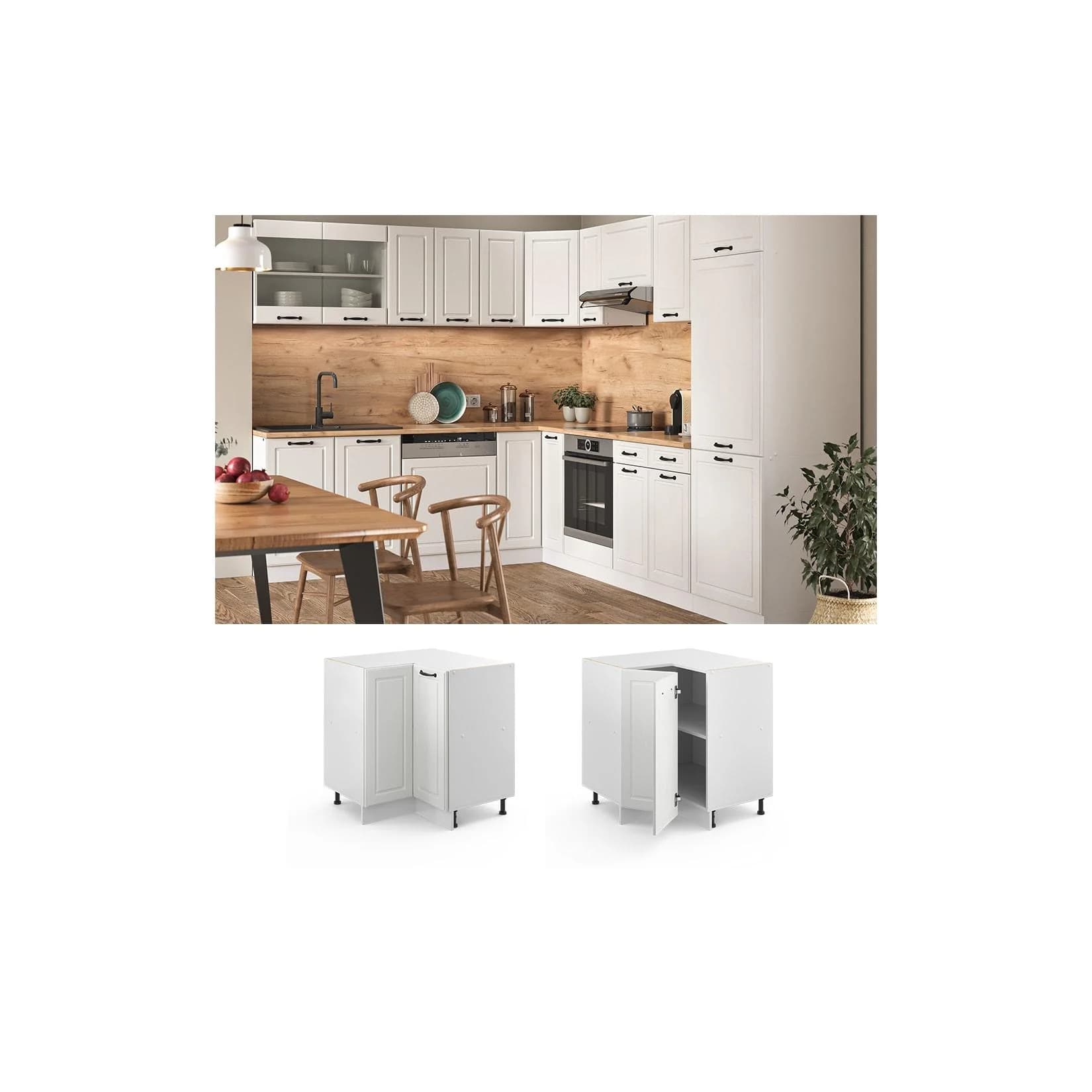 Vicco Eckunterschrank R-Line Weiß Landhaus Modular