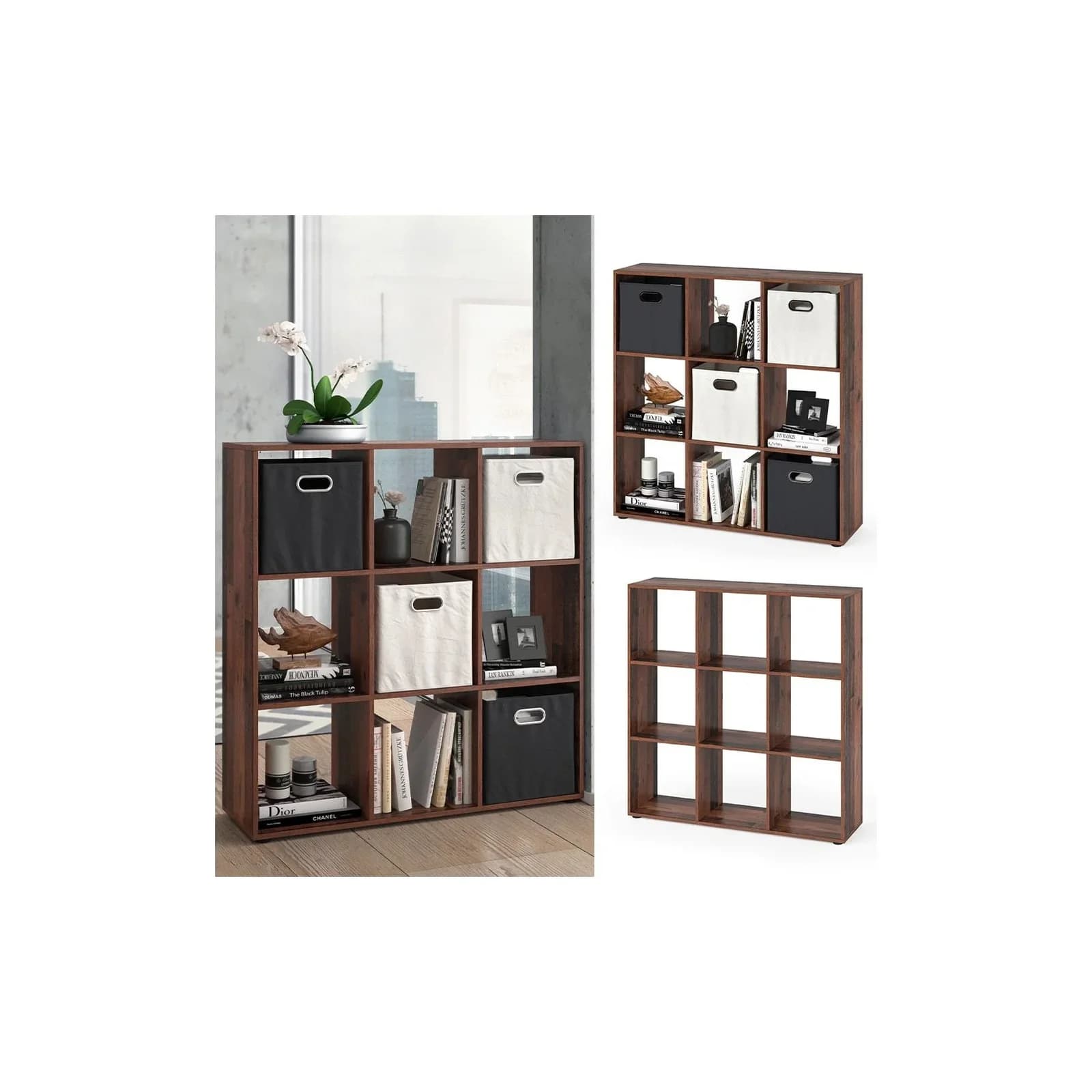 Vicco Raumteiler Standregal Nove 9 Fächer Old Style Hochregal