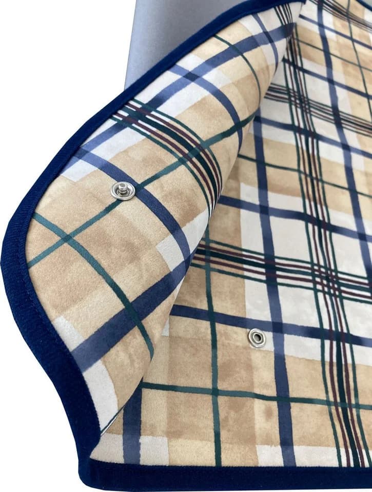 PFLEGE POINT Ess-Schürze mit Krümelfang und PU-Beschichtung Blau-Beige