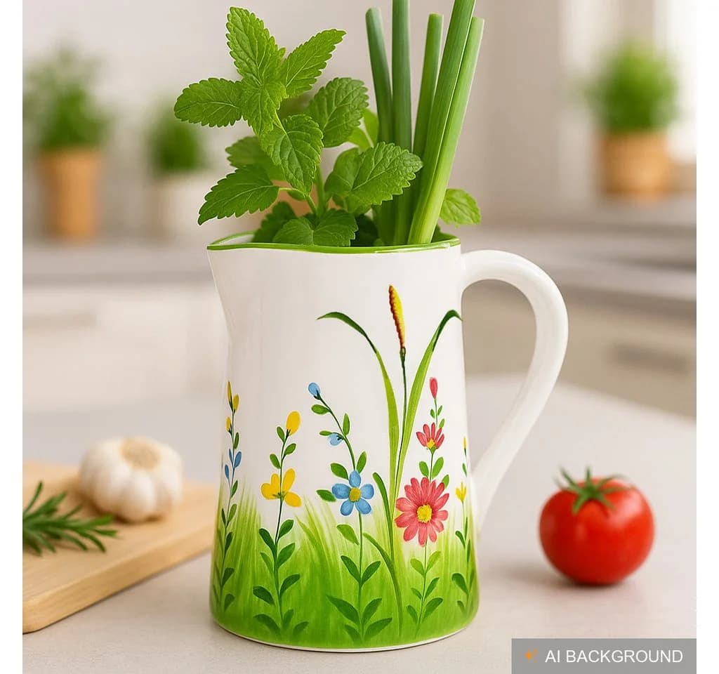 Lashuma Wasserkrug Blumenwiese Keramik 1,5 l