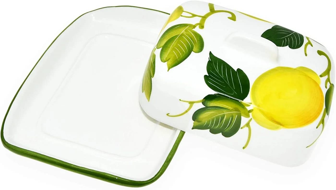 Lashuma Butterdose Zitrone Keramik Handbemalt