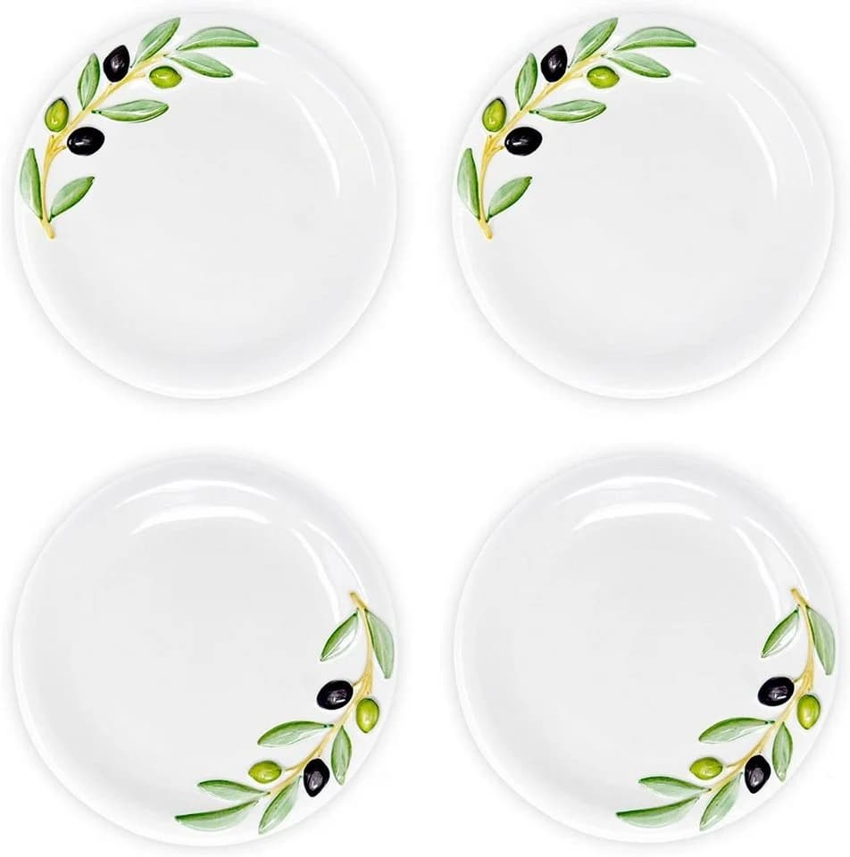 Lashuma Tafelservice Olive 4-tlg. Keramik Essteller rund Ø 20 cm
