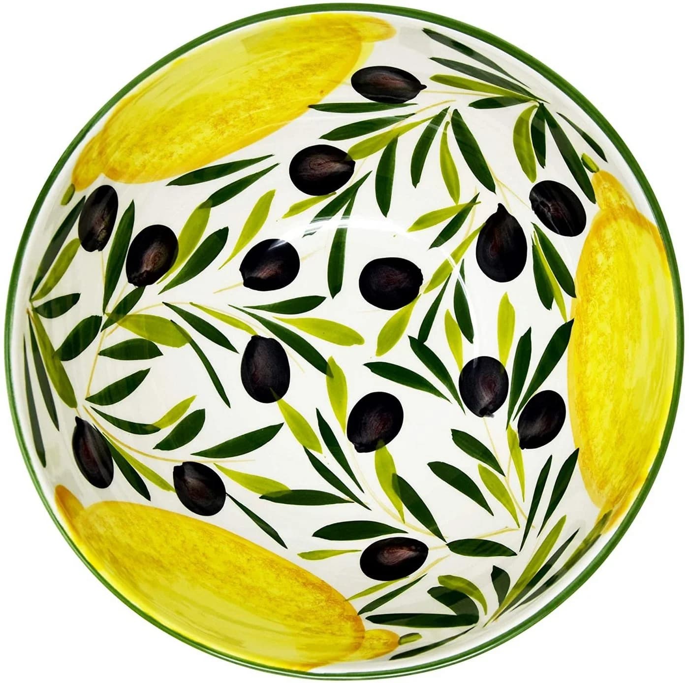 Lashuma Salatschüssel Zitrone Olive Keramik Handbemalt