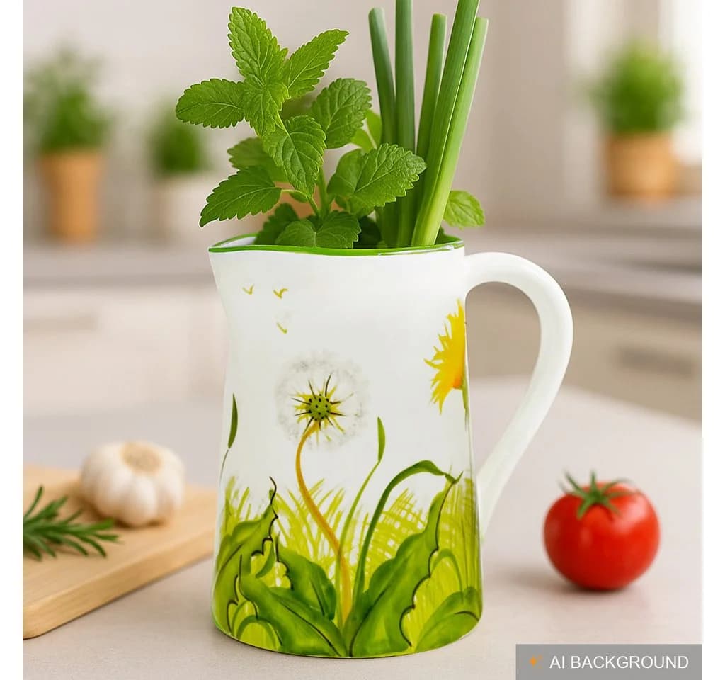 Lashuma Wasserkrug Pusteblume Keramik Handgemacht