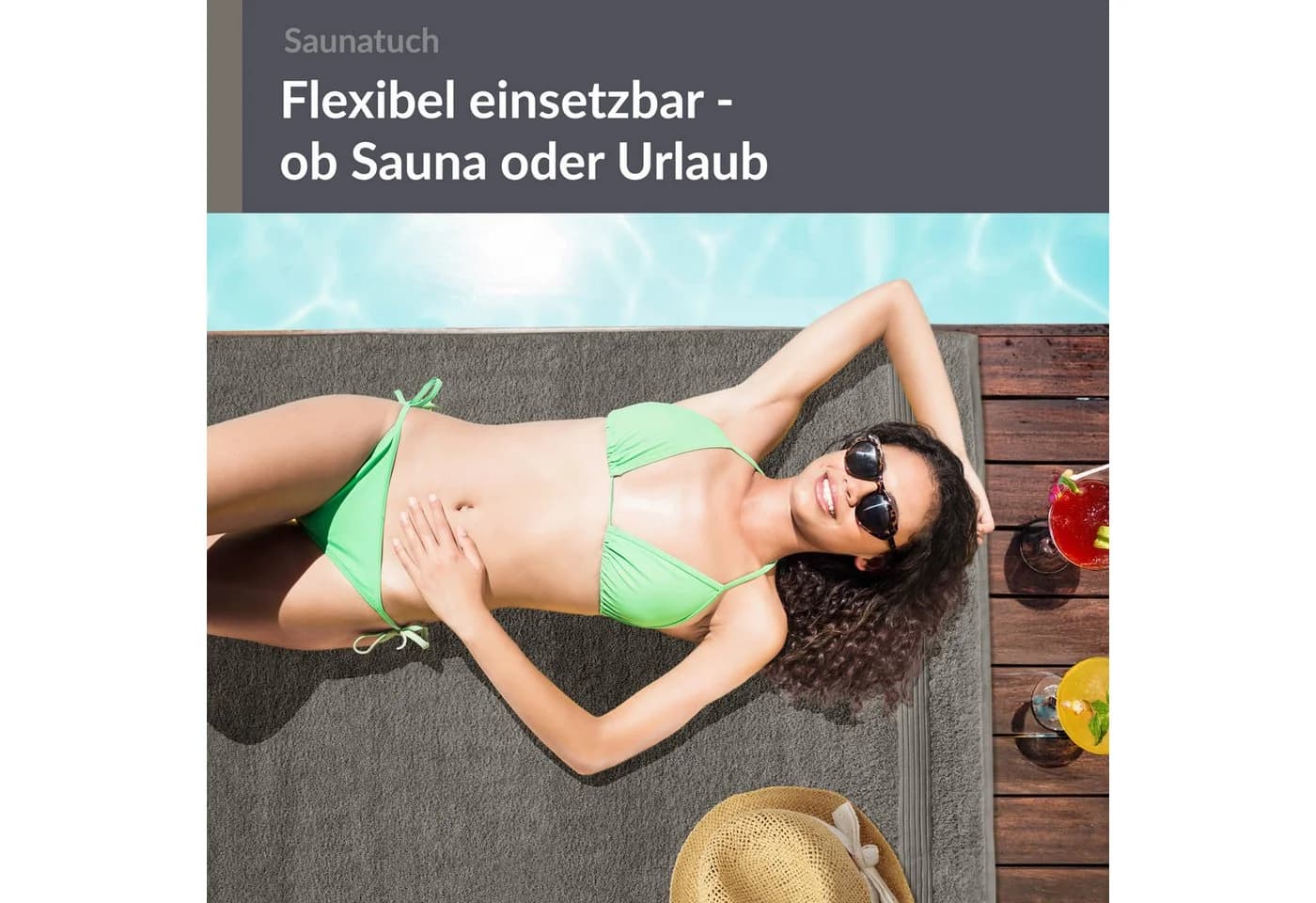 Lashuma Saunatuch XXL 100x200 cm Dunkel Grau Frottee