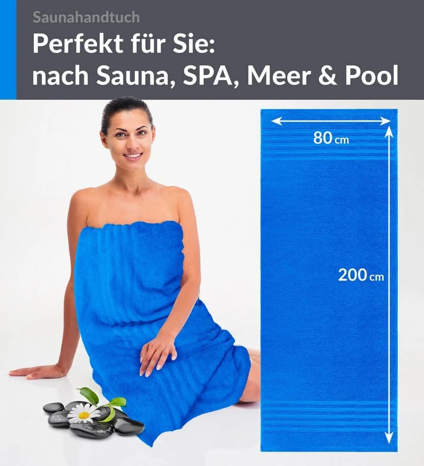 Lashuma Saunatuch XXL Handtuch London, 100% Baumwolle, 80x200 cm