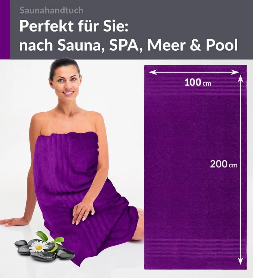 Lashuma Saunatuch XXL 100x200 cm Aubergine Lila Frottee