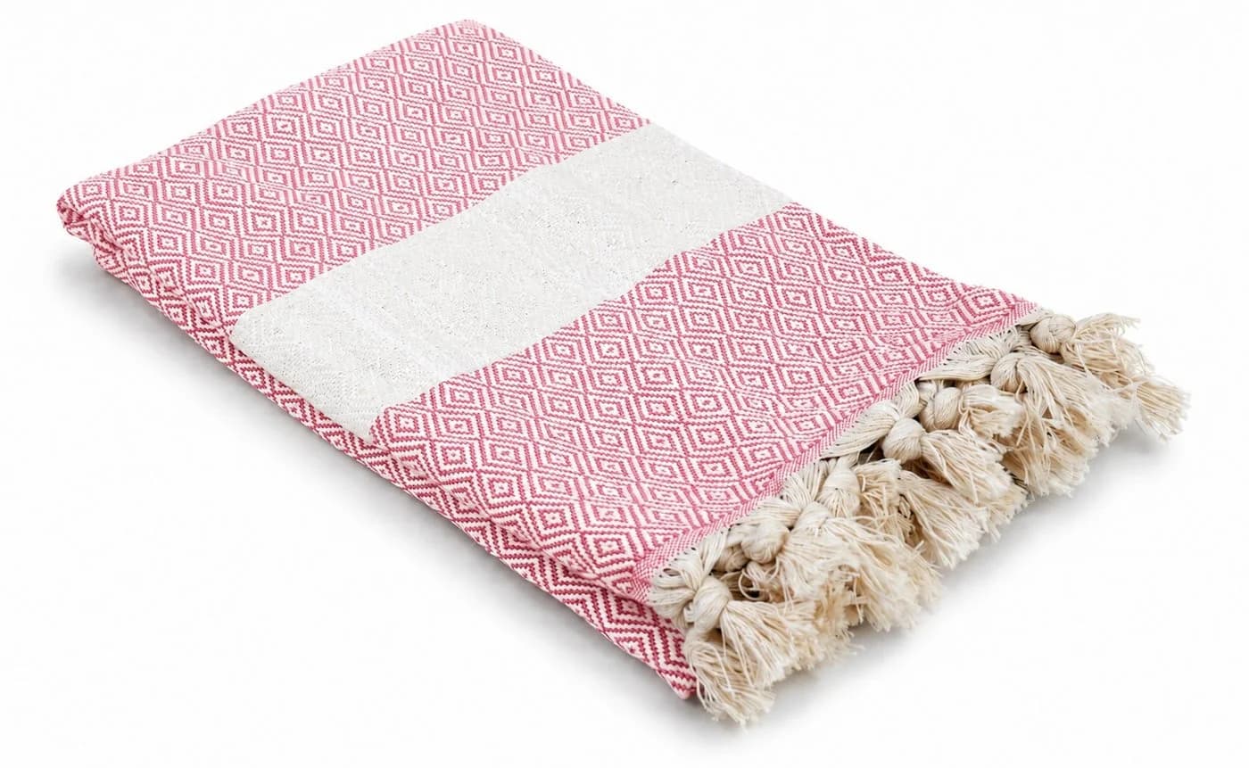 my Hamam Hamamtuch Diamant Style Pink Naturbeige Weich Saugstark