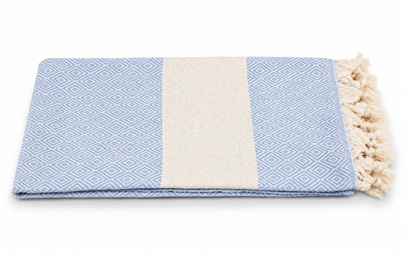 my Hamam Hamamtuch Diamant Style hellblau naturbeige Pestemal