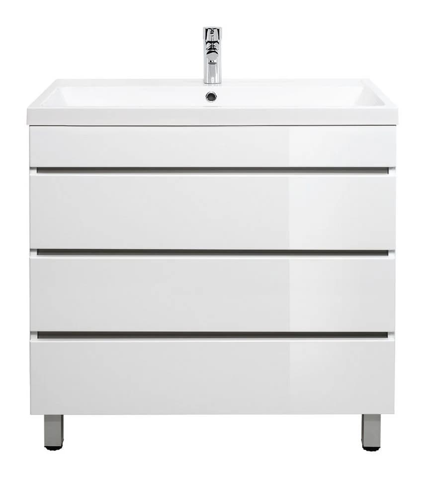 Magnolia Home Waschtisch Stand Badmöbel Via 80 SoftClose Weiss Hochglanz