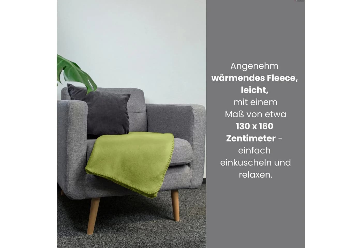 wometo Wohndecke Polar-Fleece Grün Anti-Pilling Kettel-Einfassung