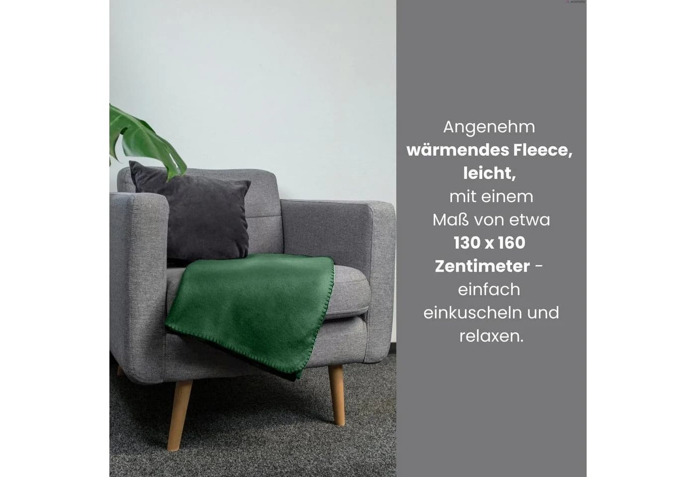 wometo Wohndecke Polar-Fleece 2er Set Grün Anti-Pilling