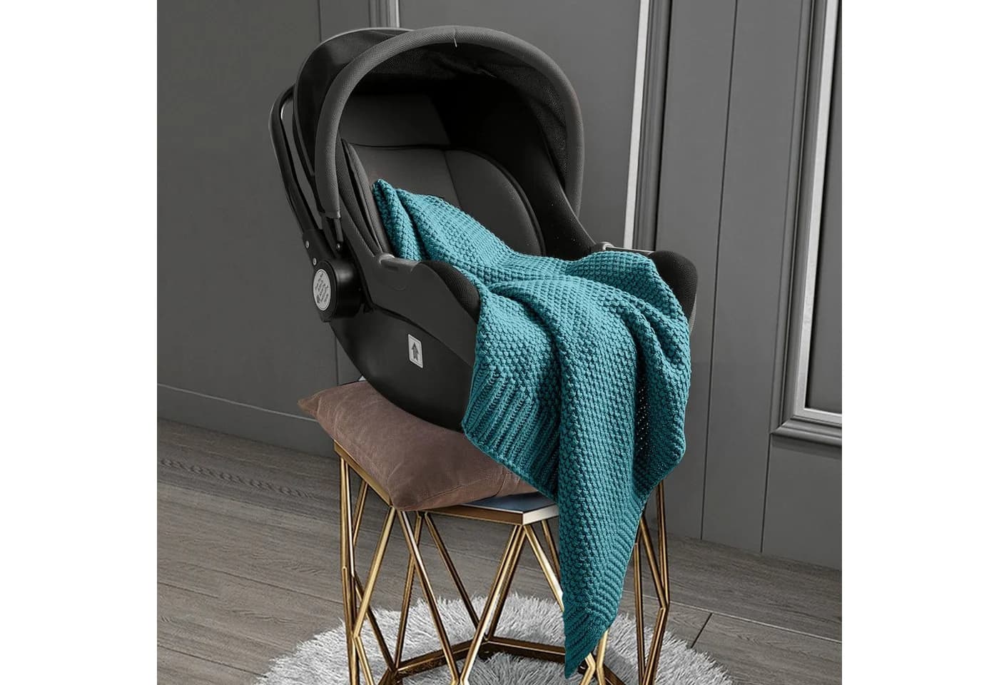wometo Babydecke Strickdecke Kuschelweich OEKO-TEX Türkis