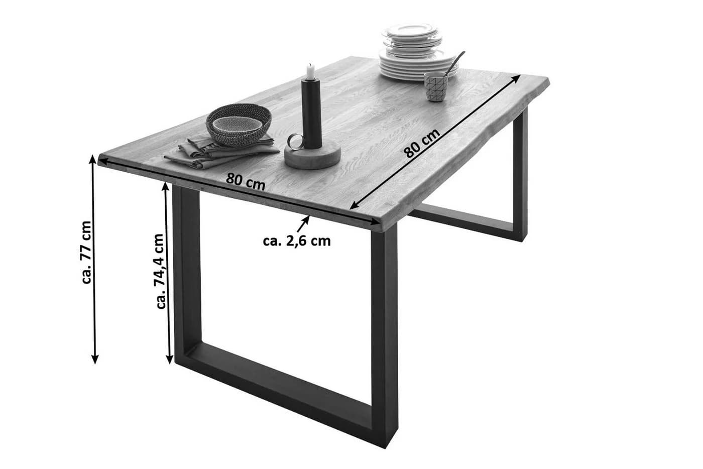 SAM® Baumkantentisch Lennart Massivholz Akazie Schwarz Metallgestell
