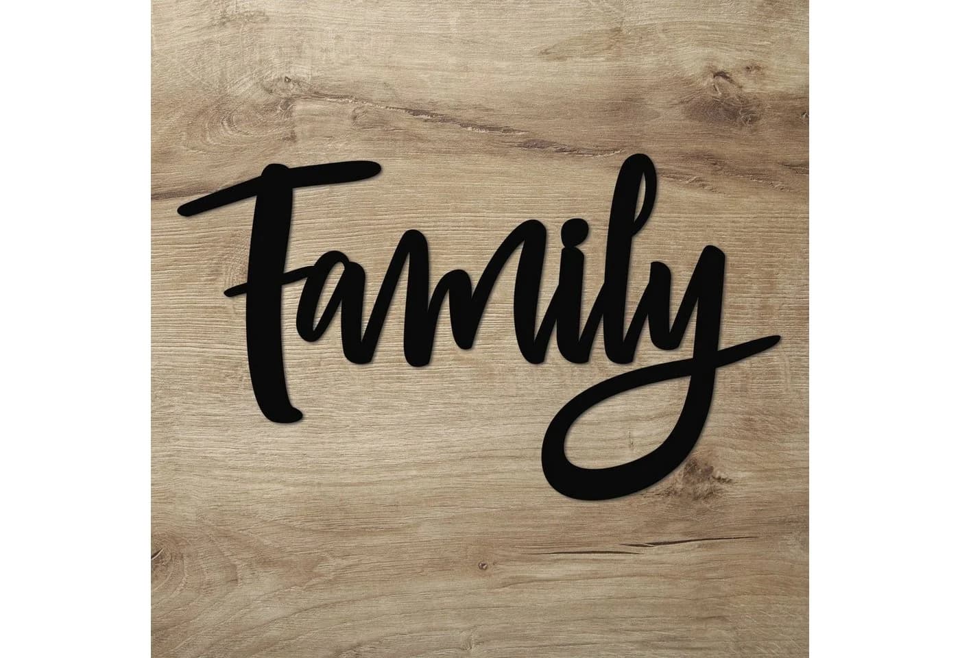 Namofactur 3D-Wandtattoo "Family" Wanddeko aus Holz Schwarz
