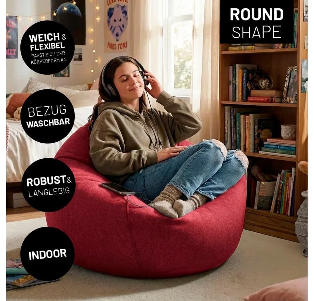 Lumaland Sitzsack Comfort Line Rot Indoor Beanbag