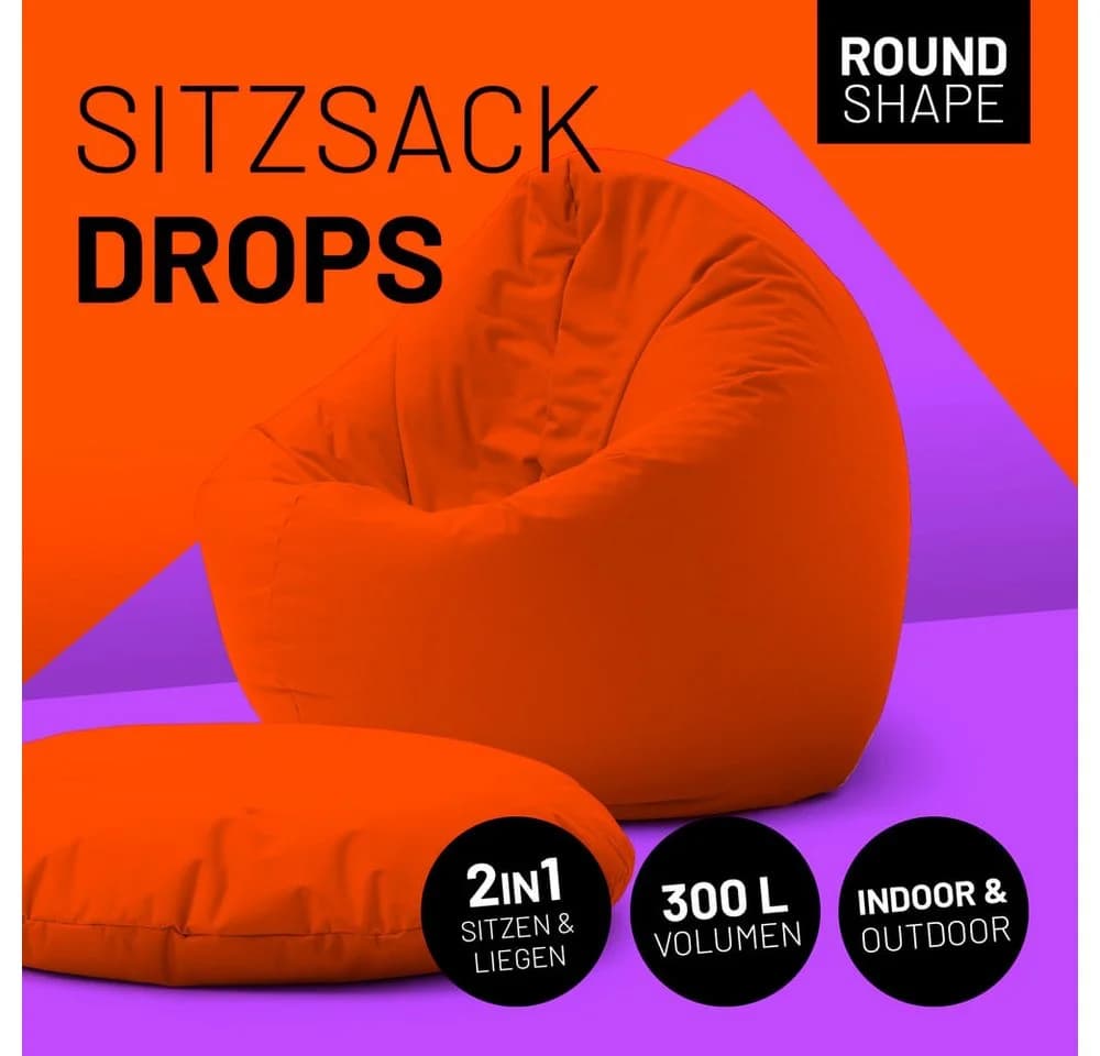 Lumaland Sitzsack Drops Orange XXL 300L