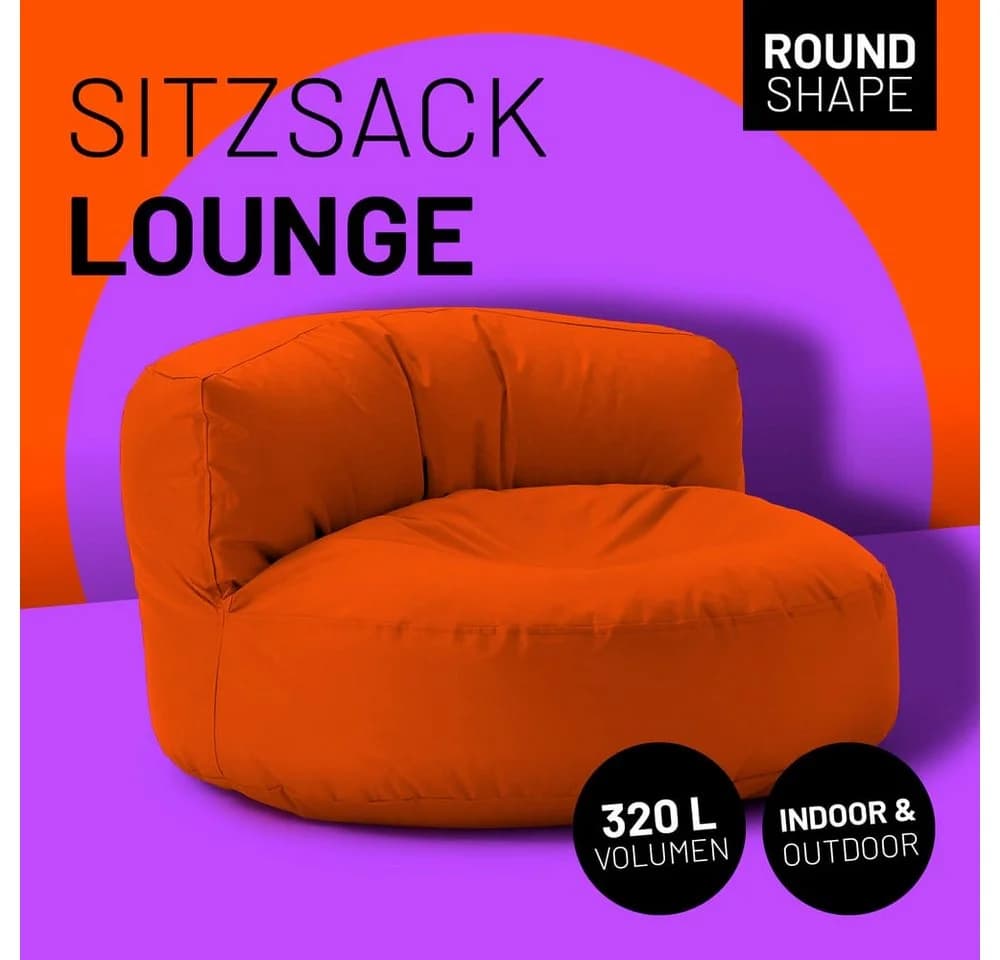 Lumaland Sitzsack Round Sofa Orange In- & Outdoor mit Rückenlehne