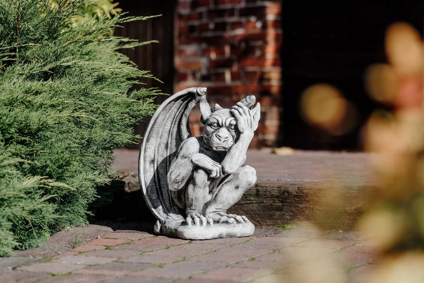 gartendekoparadies.de Gargoyle Statue Grau Steinfigur Frostsicher
