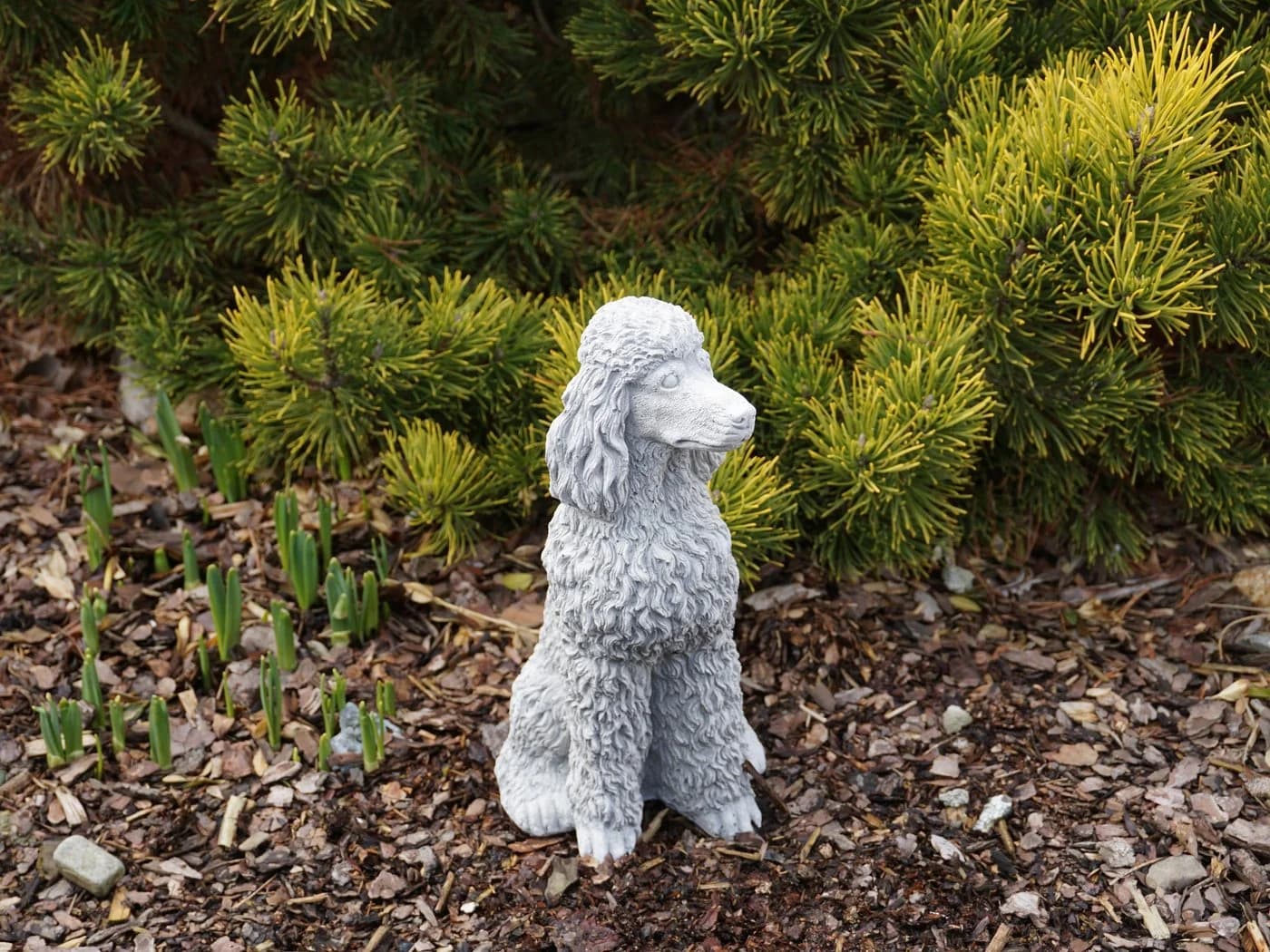gartendekoparadies.de Gartenfigur Pudel Grau Frostsicher