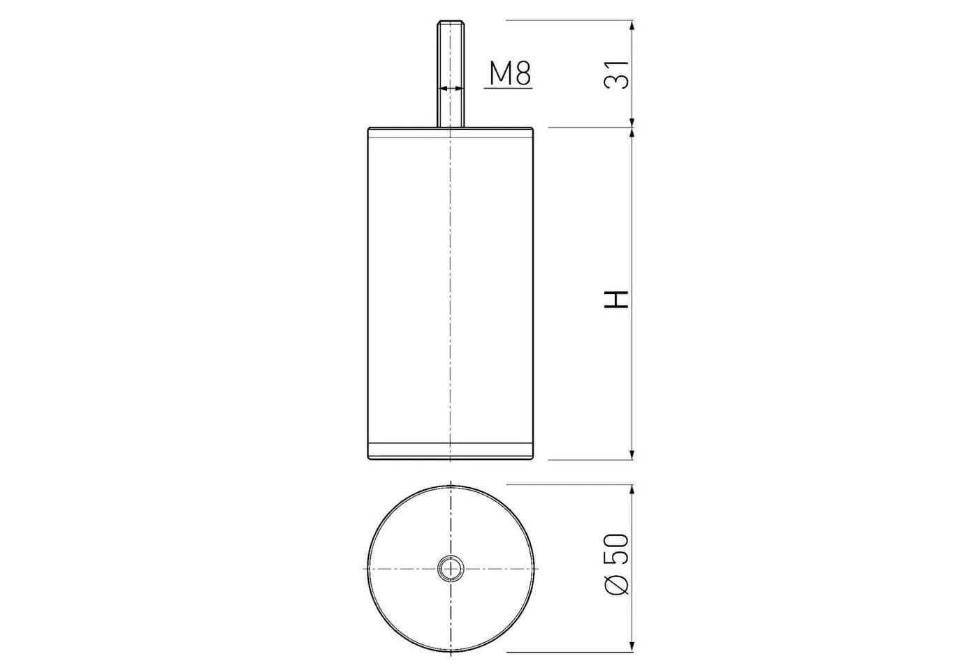 SO-TECH® Möbelfuß 4er Set UNIFORM Ø 50 / H 150 mm Chrom poliert