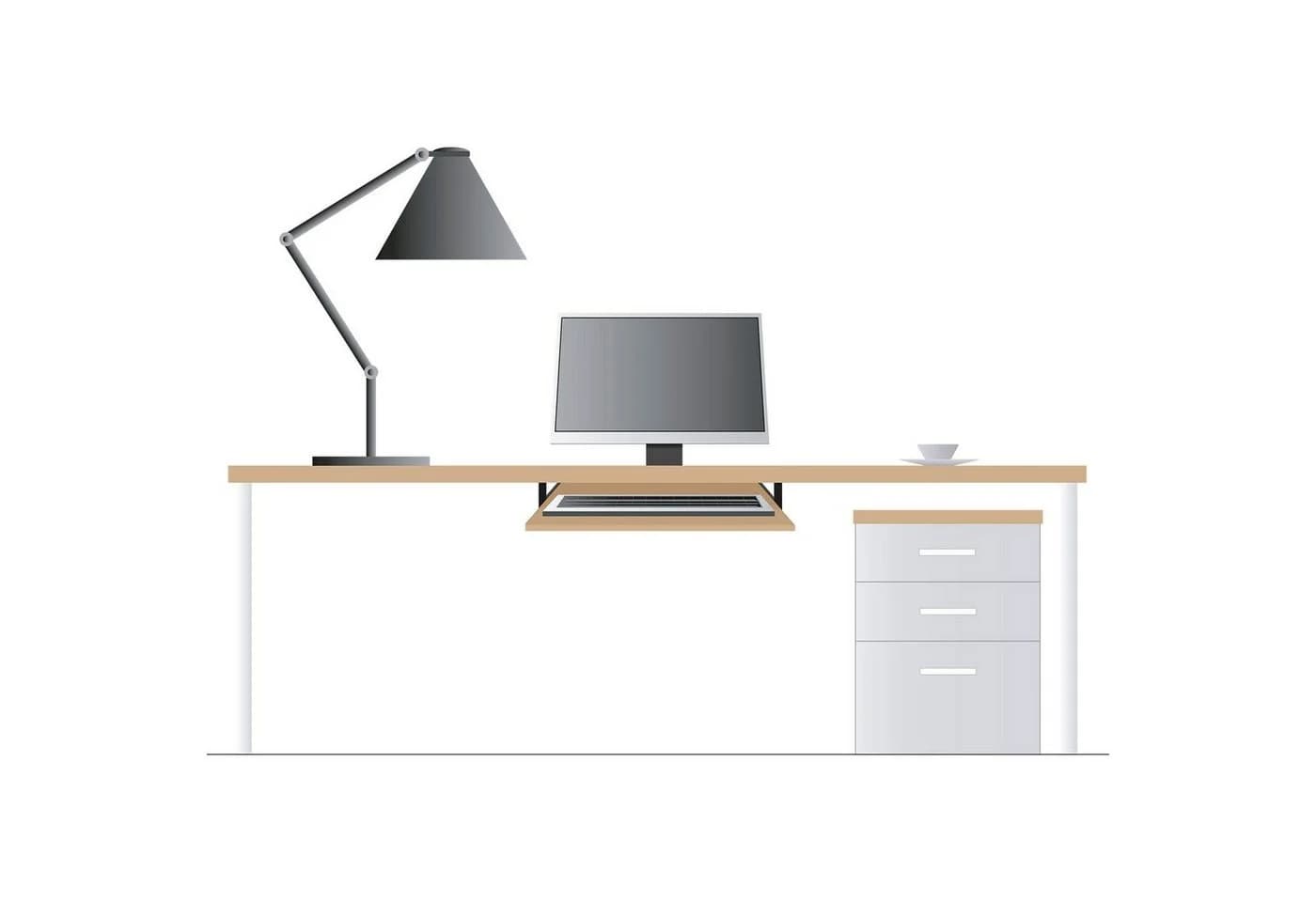 Tastaturauszug aus Stahl, modern, schwarz, 400x55-90 cm