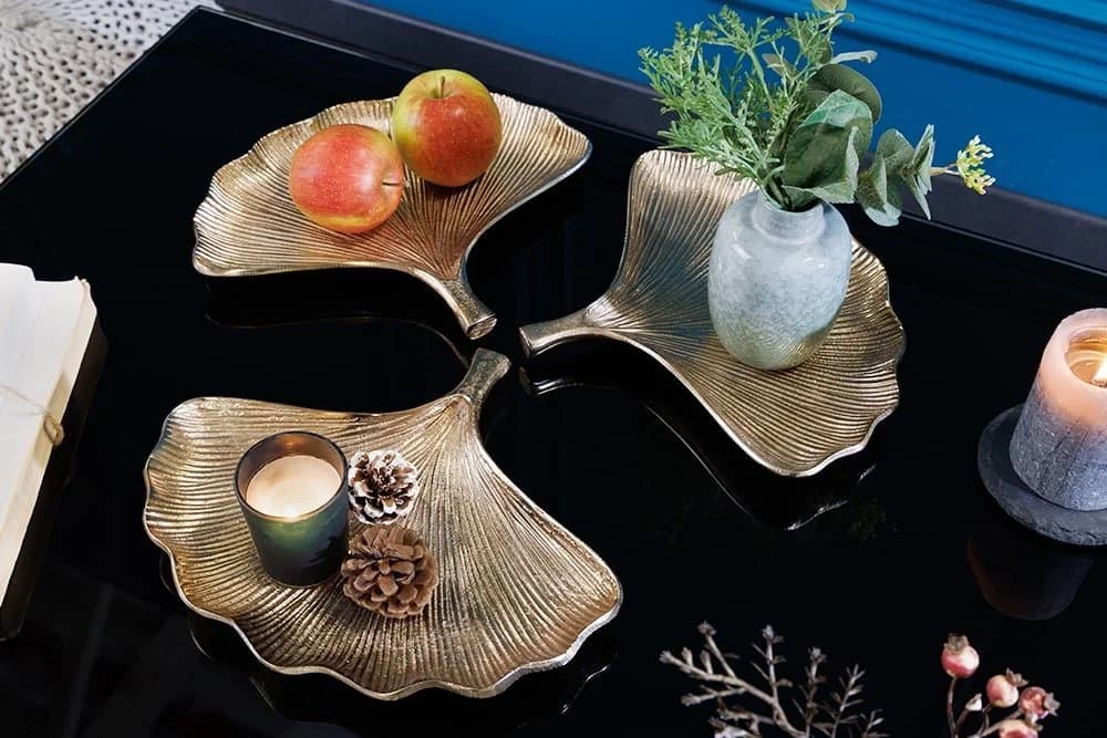 riess-ambiente Dekoschale GINKGO 30cm gold (Set, 3 St)
