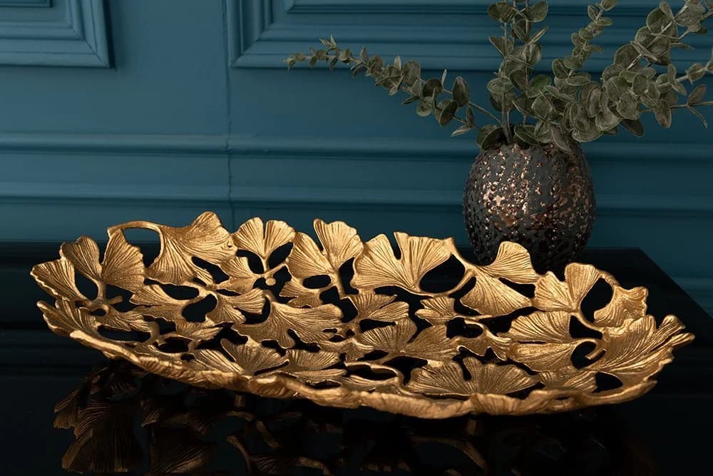 riess-ambiente Dekoschale GINKGO LEAFS 40cm Gold Handarbeit