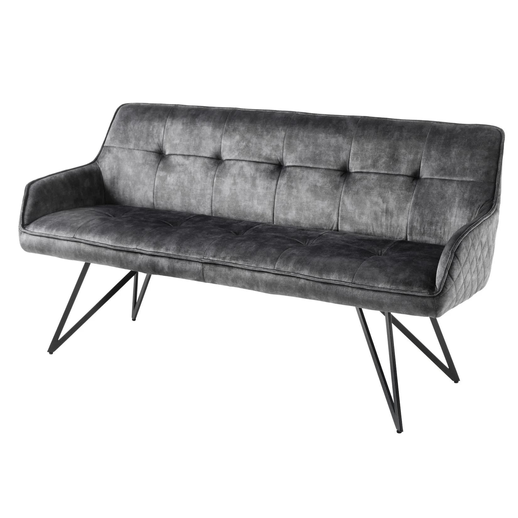 riess-ambiente Sitzbank EUPHORIA Dunkelgrau Schwarz Samt Retro