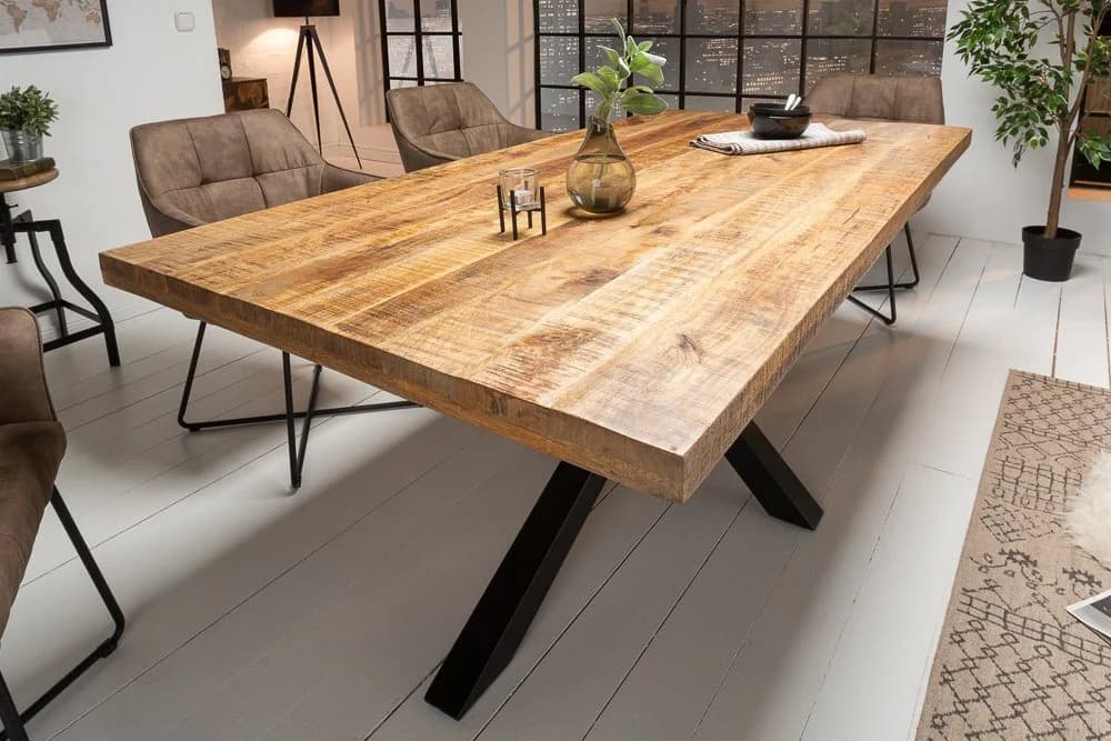 riess-ambiente Esstisch GALAXIE 160cm Massivholz Stern-Gestell Industrial