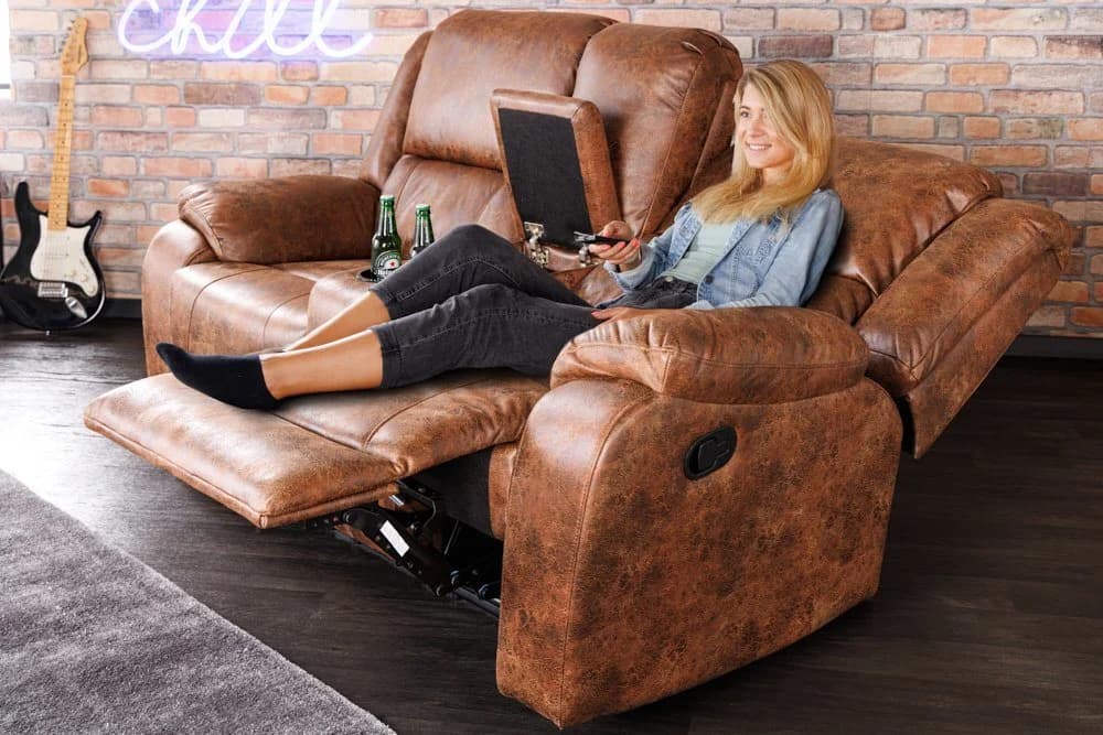 riess-ambiente TV-Sessel HOLLYWOOD antik braun 2-Sitzer Relax