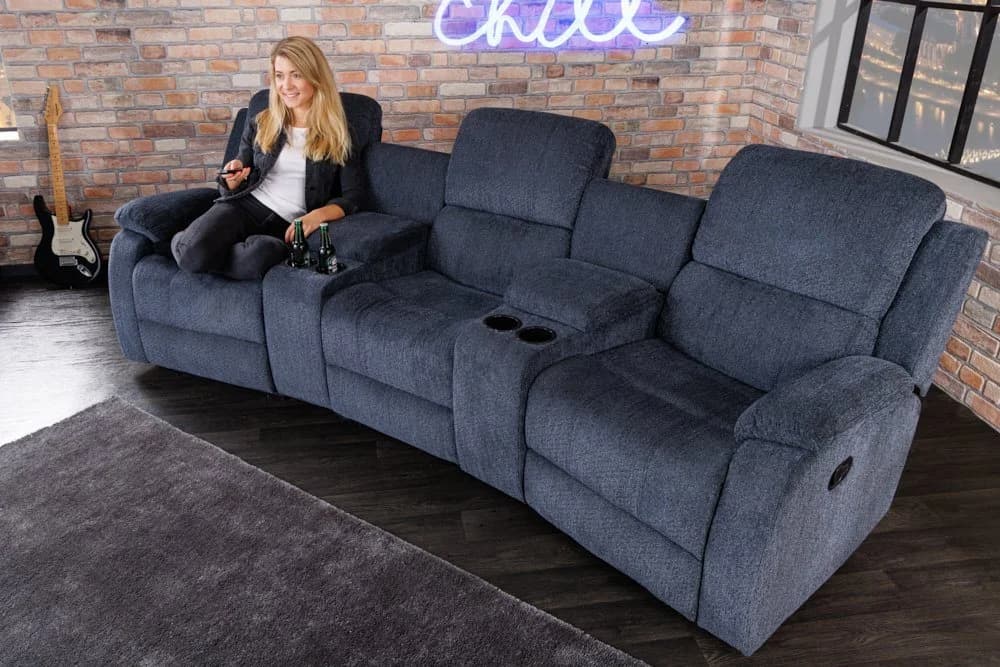 riess-ambiente TV-Sessel HOLLYWOOD 3-Sitzer Grau Relax-Funktion