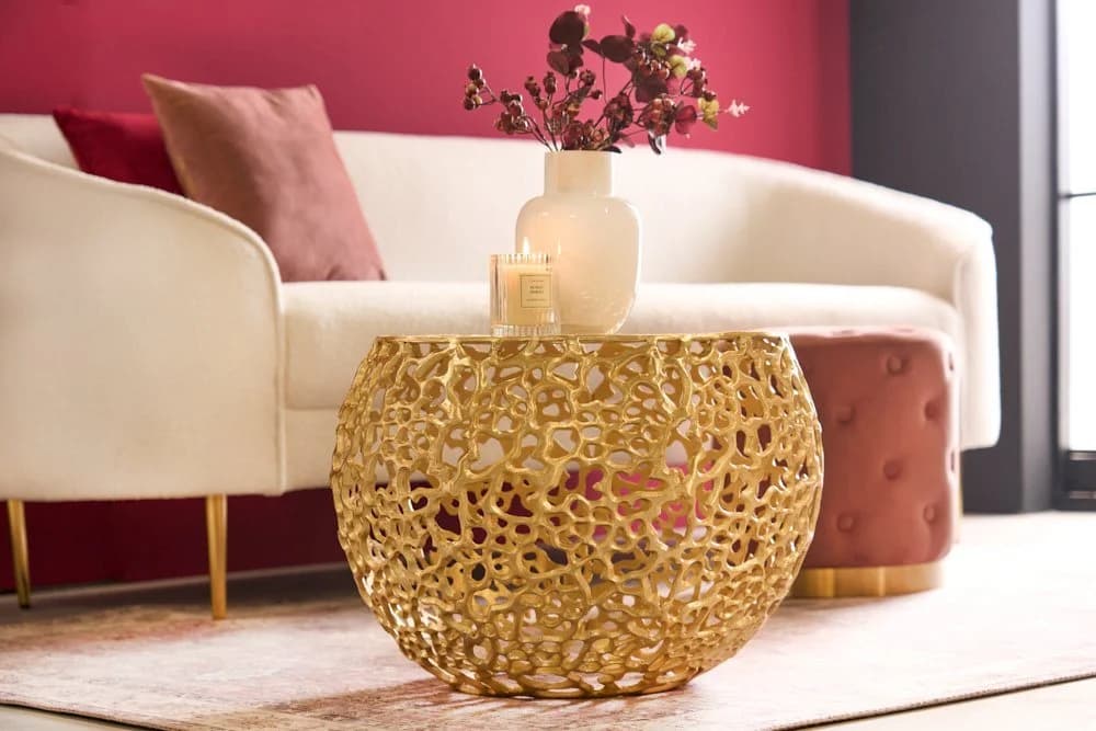 riess-ambiente Couchtisch ABSTRACT LEAF Ø50cm gold Vintage Design