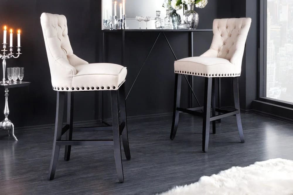 riess-ambiente Barhocker CASTLE Beige Schwarz Landhausstil