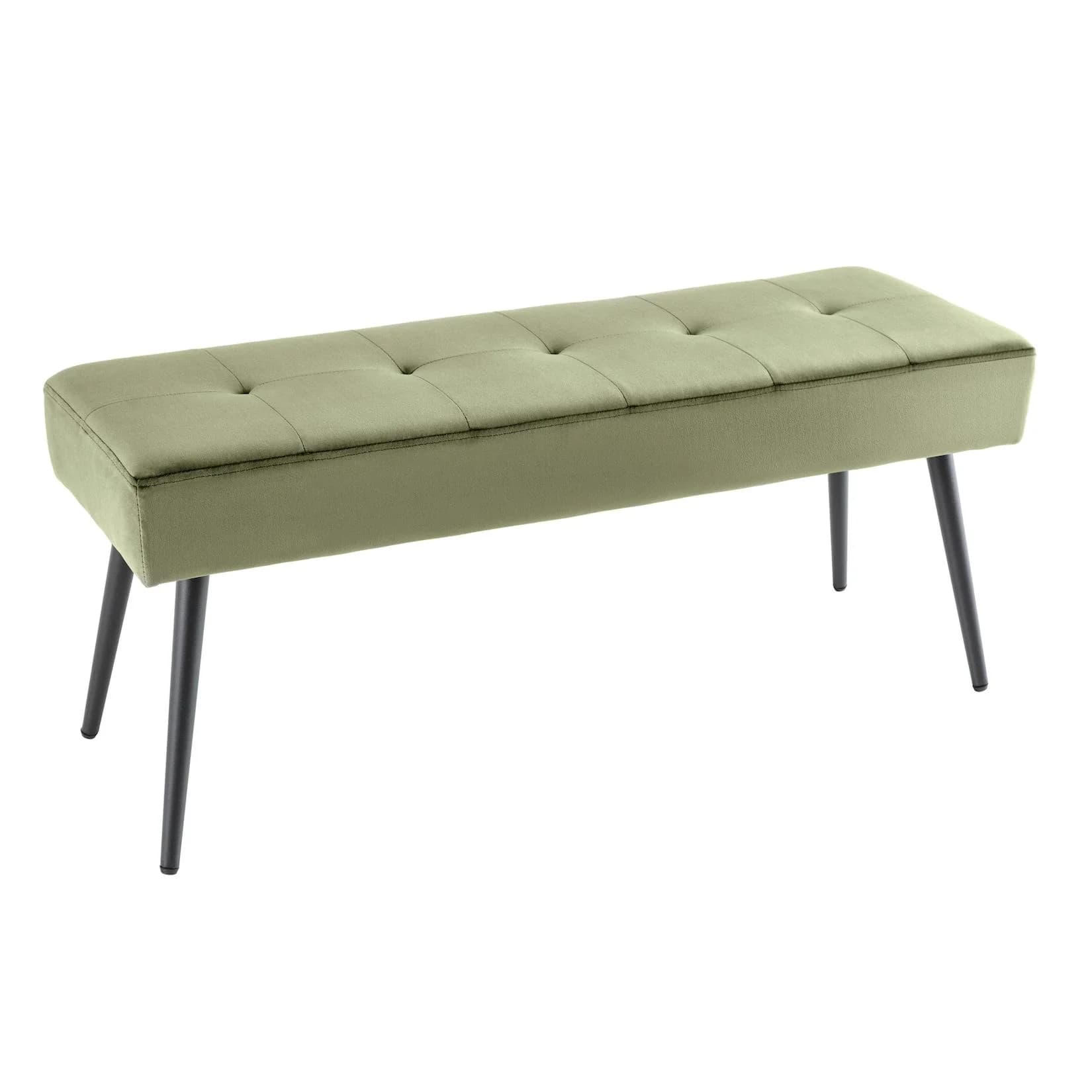 riess-ambiente Sitzbank BOUTIQUE 100cm Grün Samt Schwarze Metallbeine