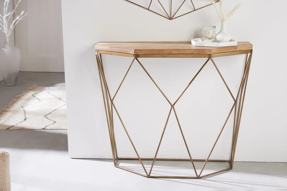 riess-ambiente Konsolentisch DIAMOND Mangoholz Messingoptik