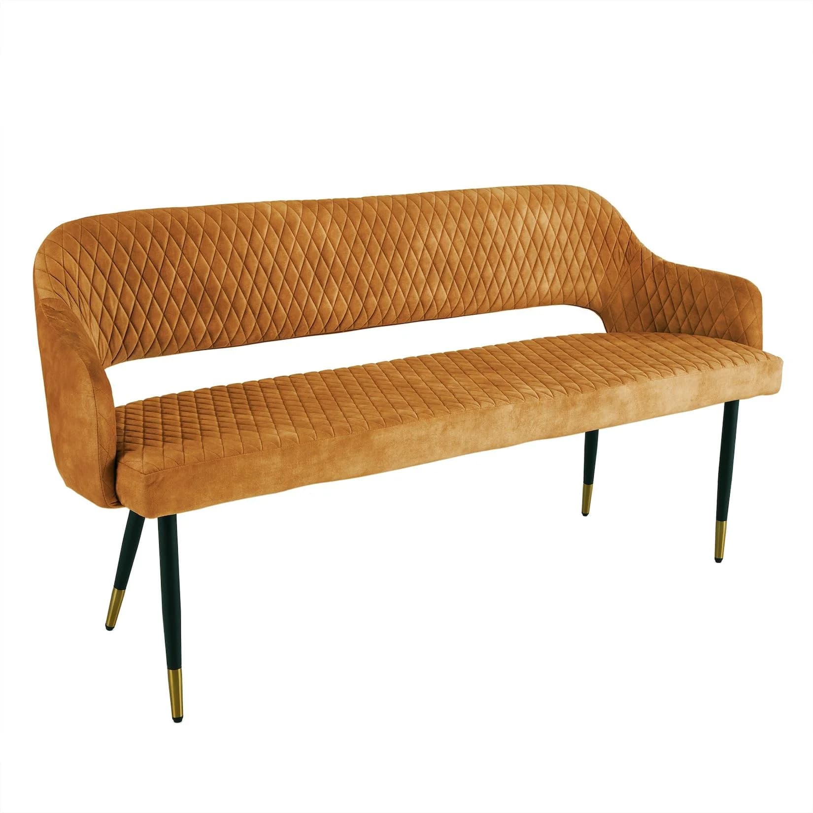 Riess Ambiente Sitzbank PARIS 160cm Senfgelb Samt Retro