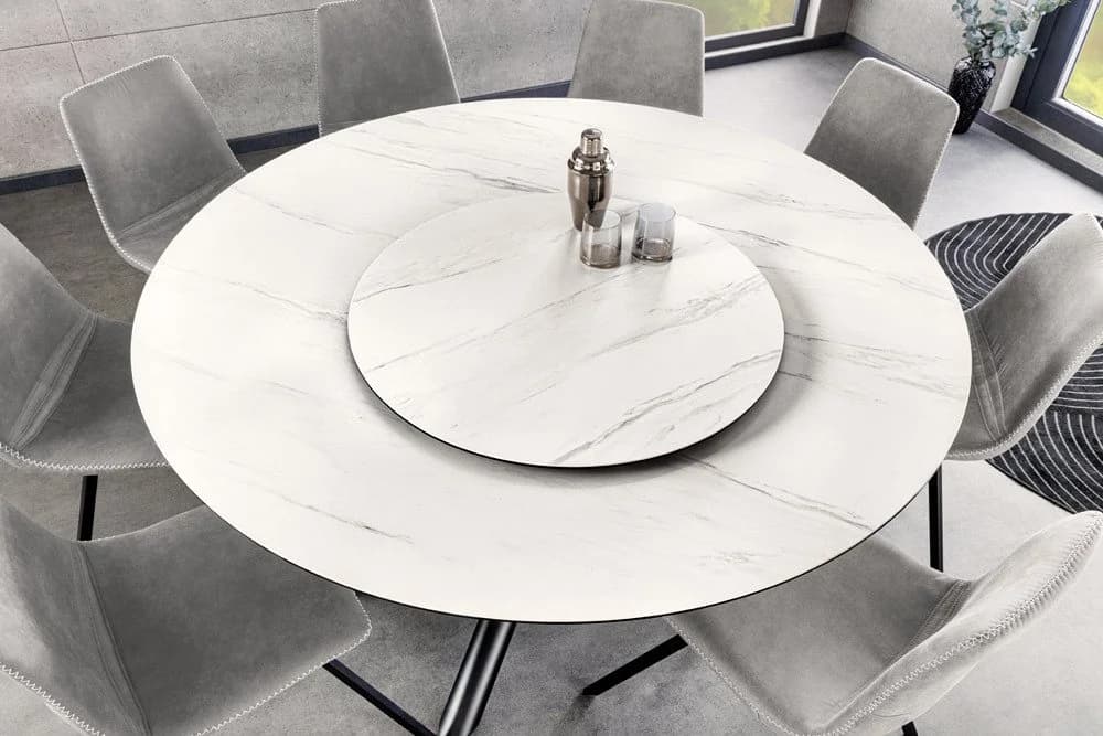 riess-ambiente Esstisch SPIN 150cm Weiß/Schwarz mit Drehplatte