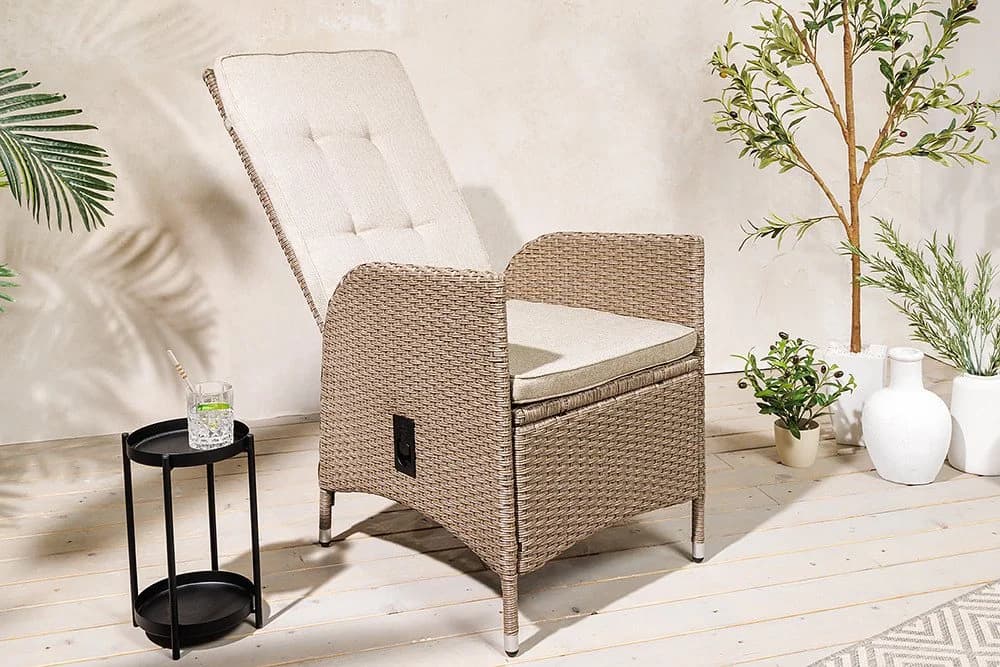 riess-ambiente Gartenstuhl SYLT mit verstellbarer Lehne beige Polyrattan