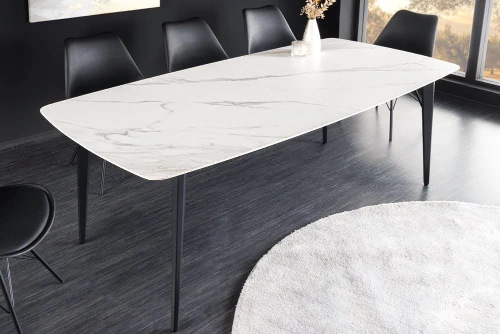 riess-ambiente Esstisch MILANO 160cm Weiß/Schwarz Keramik Marmor