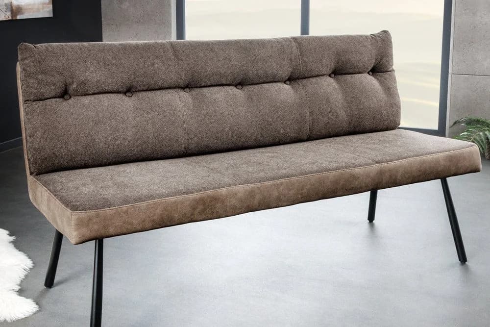 riess-ambiente Sitzbank BIG GEORGE 160cm Taupe Microfaser Metall-Beine