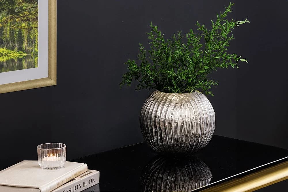riess-ambiente Dekovase ELEGANCE 25cm silber Metall Hammerschlag Design