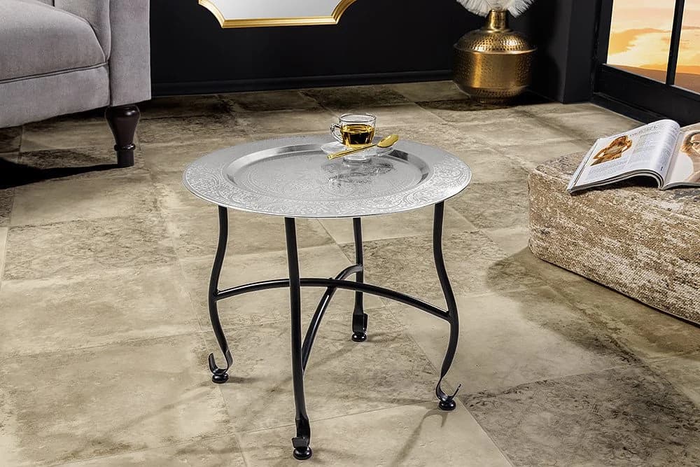 riess-ambiente Beistelltisch MARRAKESCH Silber/Schwarz Metall Klappbar